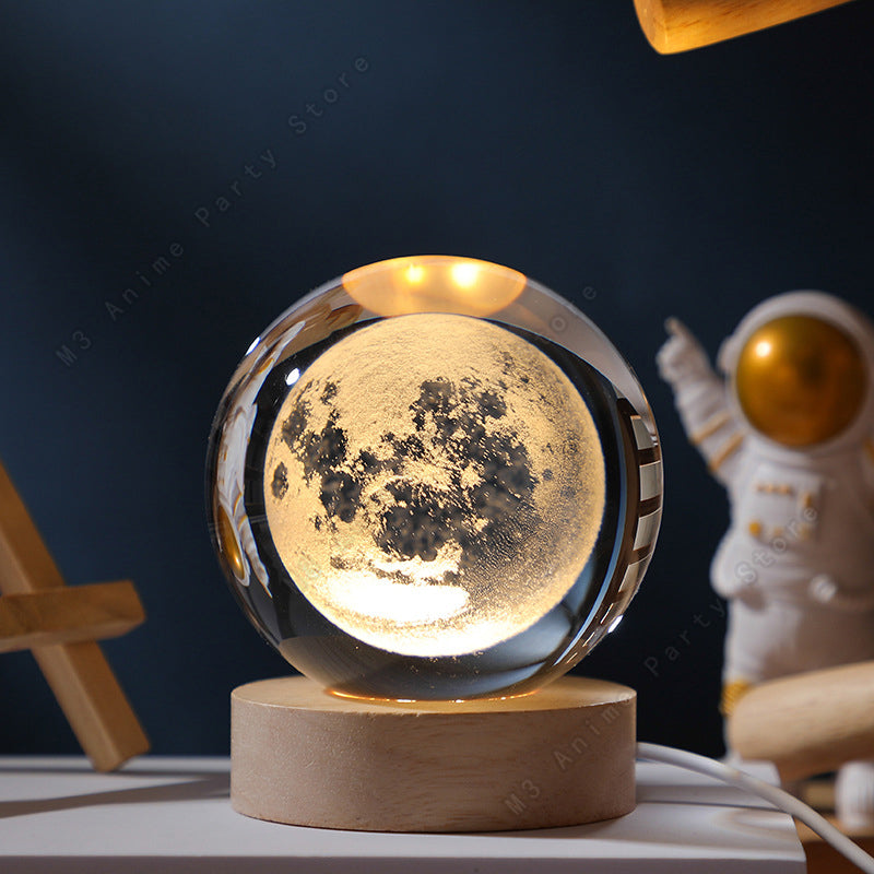 Unique 3D Crystal Ball Night Light Table Glowing Galaxy Lamp