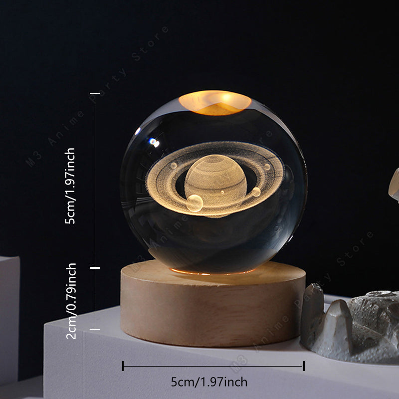 Unique 3D Crystal Ball Night Light Table Glowing Galaxy Lamp