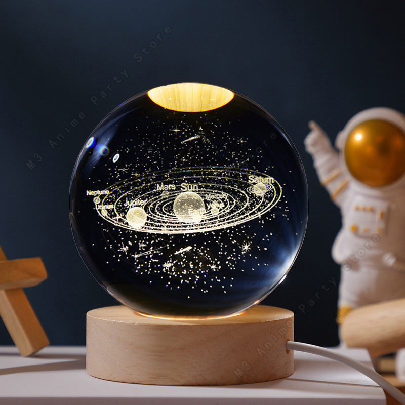 Unique 3D Crystal Ball Night Light Table Glowing Galaxy Lamp