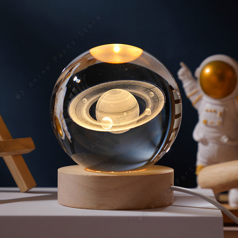 Unique 3D Crystal Ball Night Light Table Glowing Galaxy Lamp