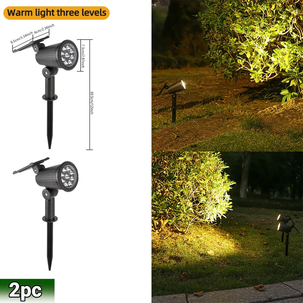 9 LED Solar Spot Lights Outdoor RGB Solar Landscape Lights