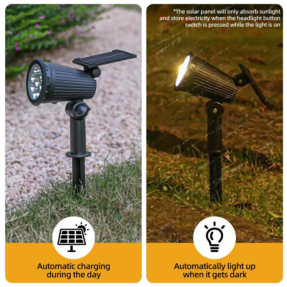 9 LED Solar Spot Lights Outdoor RGB Solar Landscape Lights
