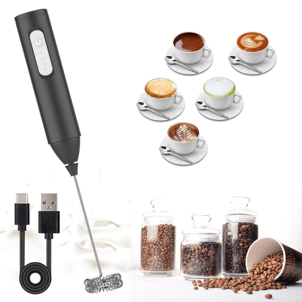 USB Rechargeable 3 Speeds Foam Maker Electric Handle Blender Egg Beater