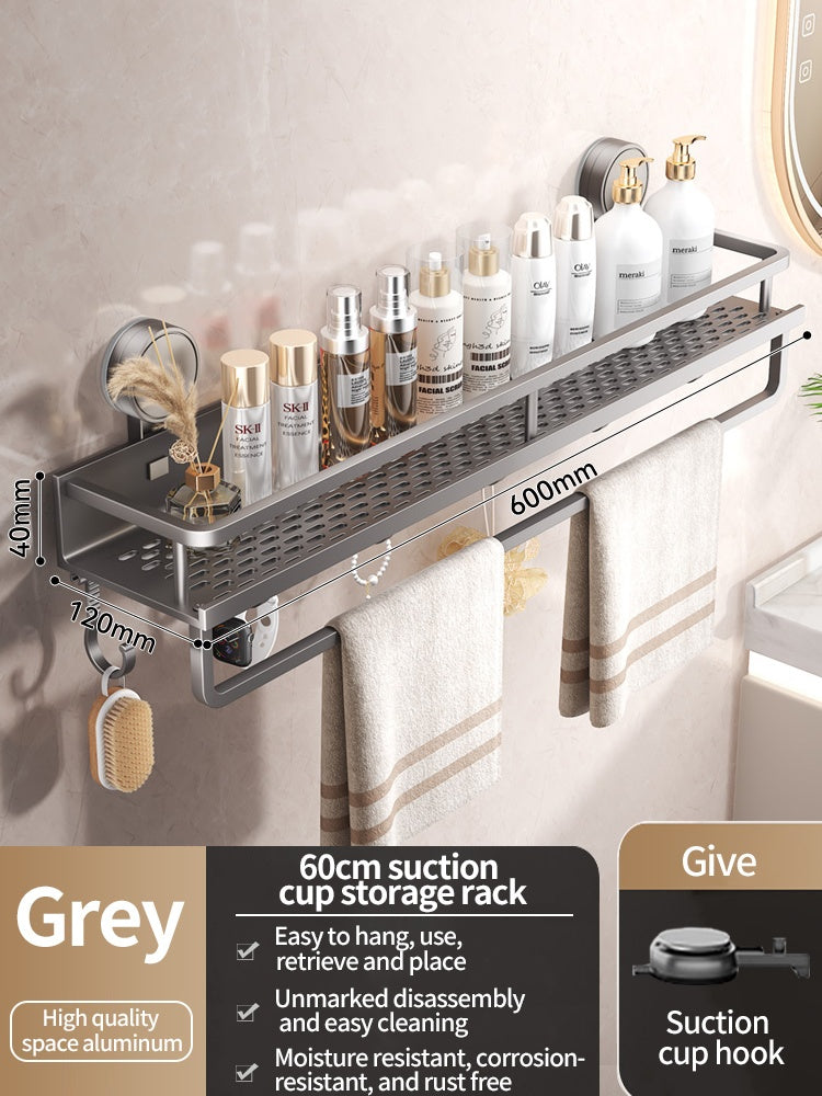 No Drill Suction Cup Bathroom Shelf Toilet Hanging Rack