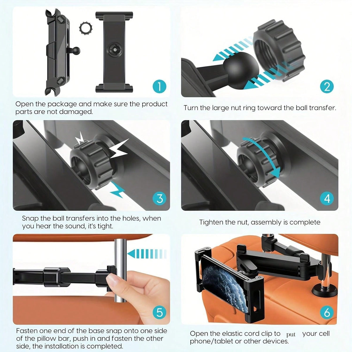 Car Headrest Tablet Holder