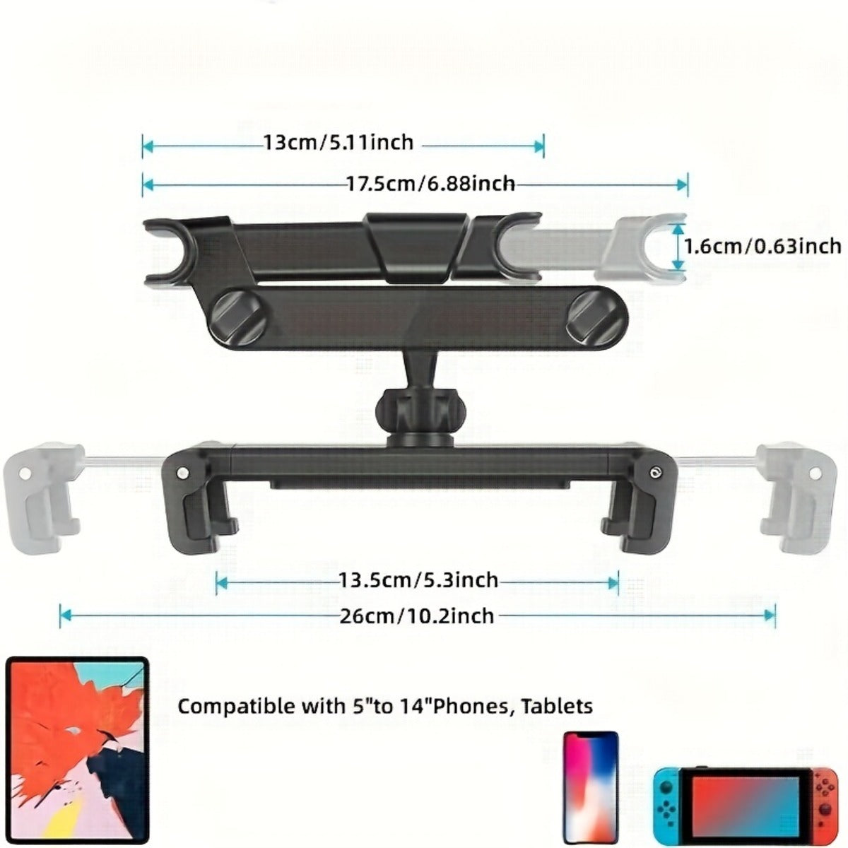Car Headrest Tablet Holder