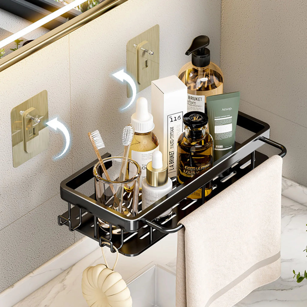 No Drill Wall Mounted Shower Corner Rack Bathroom Kitchen Accessories