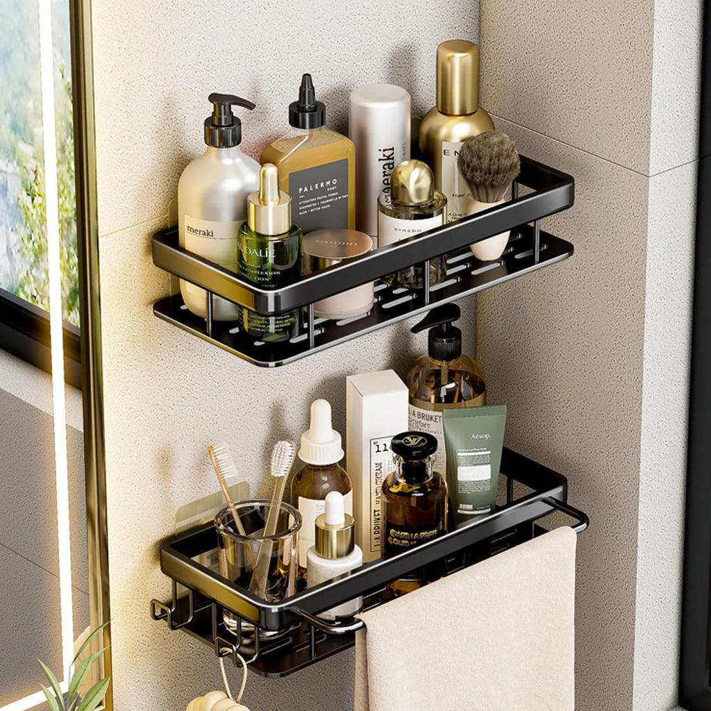 No Drill Wall Mounted Shower Corner Rack Bathroom Kitchen Accessories